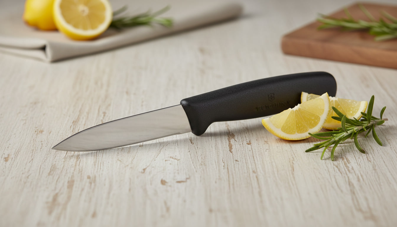 small paring knife cutting vegetables